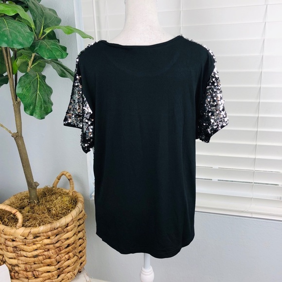 NWOT Blue Bell Full BLACK SILVER SEQUINS TOP - Picture 5 of 7
